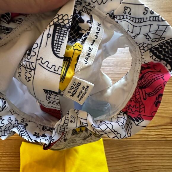 Janie and Jack white multicolor city tank yellow stretch pant set SIZE 6-12M - Picture 3 of 6